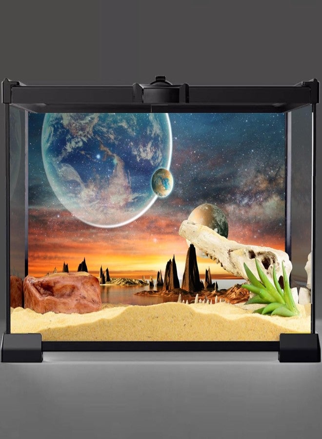 AWERT خلفية حوض أسماك AWERT مقاس 48 × 18 بوصة، بتصميم مجرة، منظر فضائي للكواكب من الأرض، خلفية لحوض أسماك، خلفية لحوض أسماك صحراوي حار - Image 2